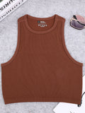 Seamless knitted high-elastic belly-baring yoga vest sleeveless casual sexy ribbed vest nylon quick-drying running fitness sport