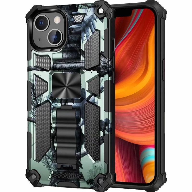 Magnetic Army Green Shockproof Durable Cover Compatible iPhone 14 Case for iPhone 14 Pro Max 14 Plus 11 12 13 Pro Max XS Camouflage Armor Heavy Protection Phone Case Cover by Stevvex