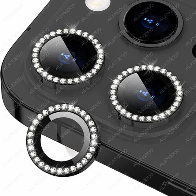Bling Glitter 9h Hardness Drop-proof Metal Individual Ring Protector For Iphone 14 Pro Max Diamond Metal Camera Protector On For Iphone 14 Plus 14pro Max 14 Pro Camera Protector 3pcs/set Lens Glass by Stevvex