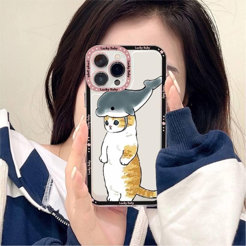 Cute Cat Phone Case For Iphone 11 12 13 Mini Pro Max 14 Pro Max Case Shell Cartoon Patterned Case Cover Soft Clear Cover Flexible Ultra Slim Anti-scratch Bumper Protective Cover For Iphone by Stevvex