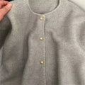 Korean Fashion Round Neck Knit Cardigan Spring Autumn Casual Long Sleeve Loose Wool Sweater for Women Knitwear Basic Coat Tops