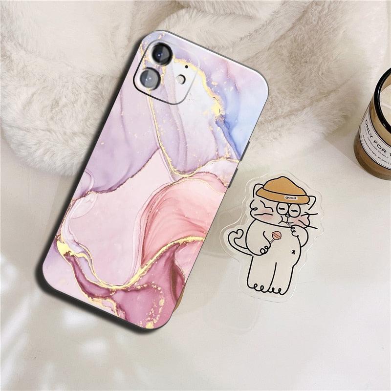 Luxury Marble Texture Phone Case For iPhone X XR XS 7 8 6S 6 5 Plus Silicone Anti Fall Back Cover Ultra Thin Soft Silicone Protective Shockproof and Scratch Resistant with Cute Design Pattern Case by Stevvex