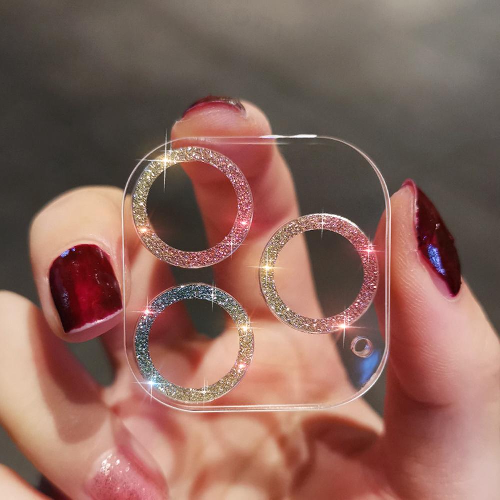 Glitter Camera Lens Protector For iPhone 14 Pro Max Tempered Glass iPhone 11 12 13 Pro Max 14 Plus 13 Mini Lens Protector Tempered Glass Camera Cover Anti Scratch Shockproof Screen Protector Individual Ring by Stevvex