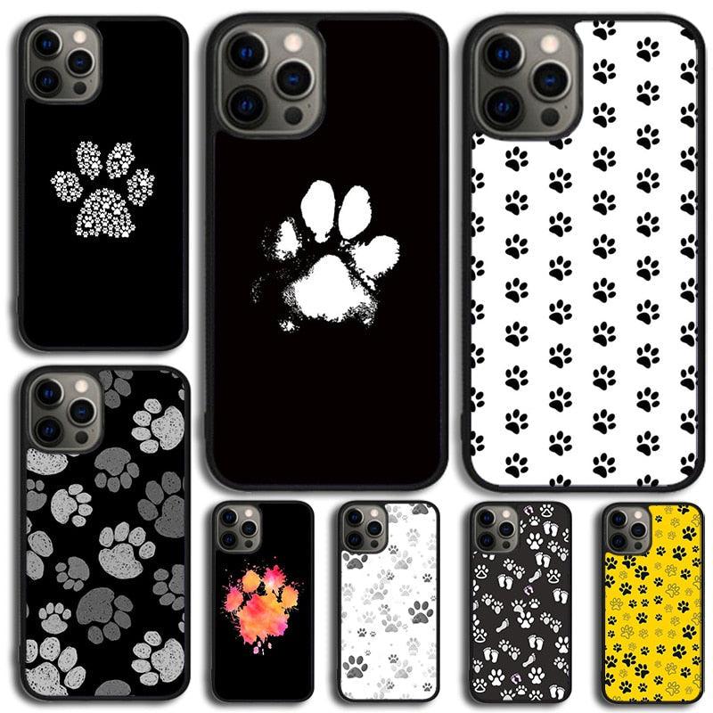Dog Foot Print Colorful Pattern Phone Case For Iphone 14 Se 2020 Xr Xs 11 12 13 Mini Pro Max 6 7 8 Plus Ultra Designer Printed Hard Back Case by Stevvex