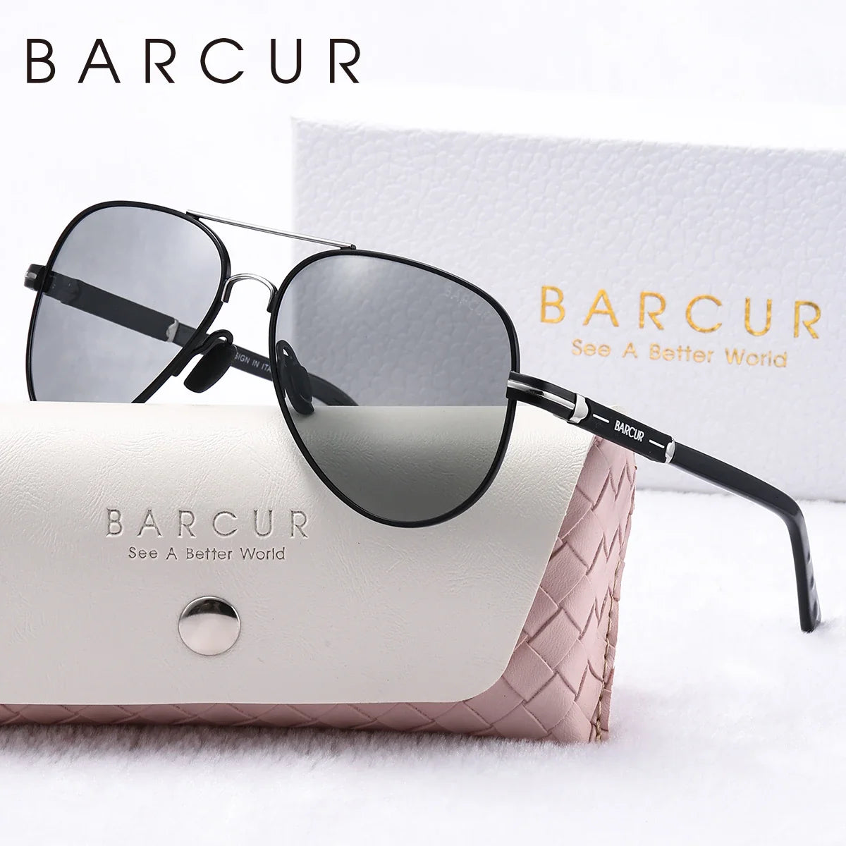 BARCUR Oversize Polarized Sunglasses for Women Trendy Double Beam Design Metal Elliptical Frame with UV400 Protection Fashionable Sun Glasses for Summer Outdoor & Daily Wear