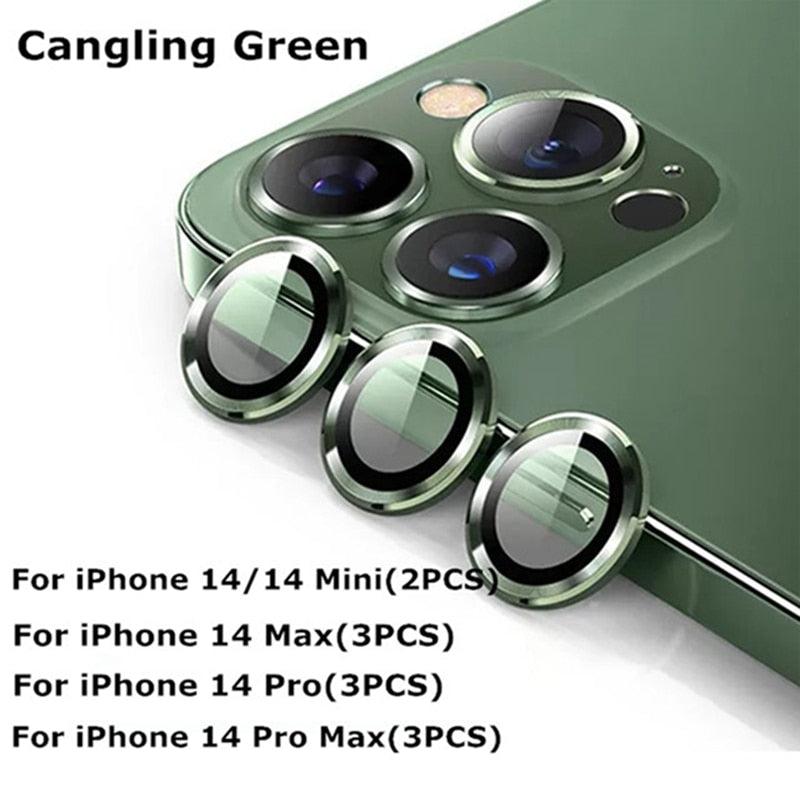 9H Tempered Glass Camera Cover Screen Protector Metal Ring Decoration Accessories For iPhone 14 13 Pro Max Metal Camera Lens Ring Glass Camera Lens Protectors for iPhone 14 13mini 13pro 14plus 14pro Camera Film by Stevvex