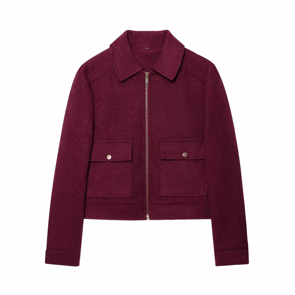 Women's Zipper Jacket Coat New Winter Long Sleeve Pocket Outerwear Coat Short Street Elegant Women's Jacket