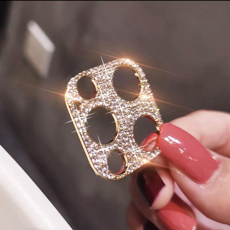 Camera Lens Metal Protector For iPhone 14 13 12 11 Pro Max Hollow Glitter Rhinestones Camera Protector For iPhone 12 13 Mini 14 Diamond Camera Lens Protection Decorations Lens Protector Cover for iPhone by Stevvex