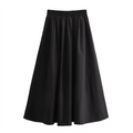Mooyufon 2025 Women's temperament versatile loose and casual solid color high waisted skirt medium length A-line skirt