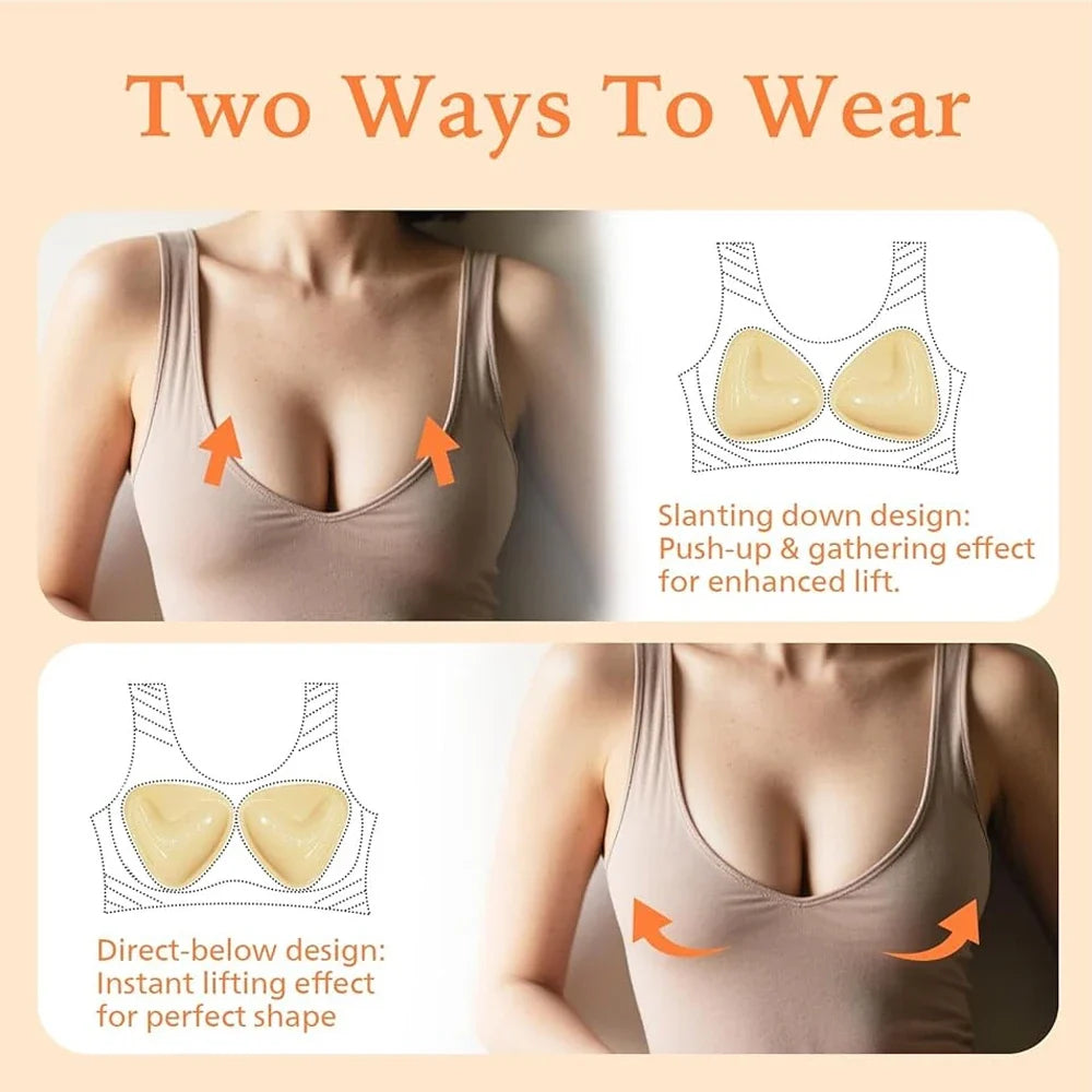 Double Sided Sticky Bra Inserts Push Up Adhesive Bra Pads Breast Enhancer Pads Cup Add Up for Bikini Swimsuit Strapless Dress
