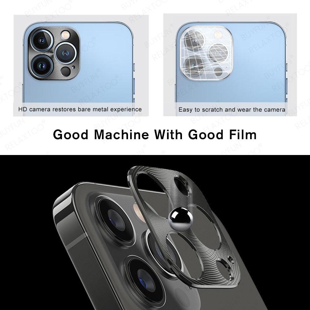 Alloy Camera Protector For Iphone 13 12 14 11 Pro Max Mini Plus Protective Full Cover Ring Textured Phone Lens Film Iphone14 Aluminum Alloy Camera Protector For Iphone by Stevvex