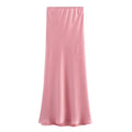 KONDALA Vintage Satin Solid Long Skirts Women High Waist Elastic Silky Skirts Fashion 2025 Spring Elegant Straight Skirts