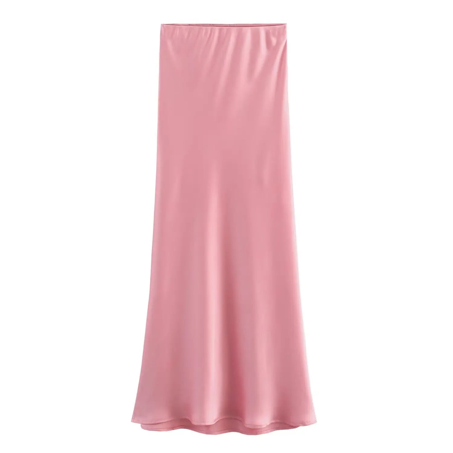 KONDALA Vintage Satin Solid Long Skirts Women High Waist Elastic Silky Skirts Fashion 2025 Spring Elegant Straight Skirts