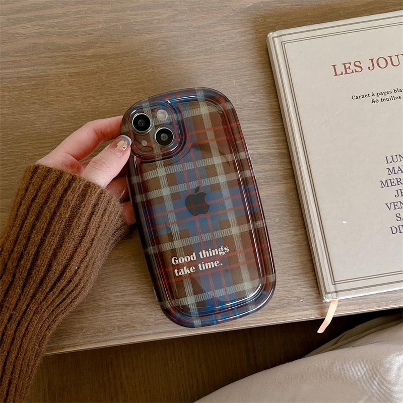 Cute Scottish Plaid Lattice Soft Case For Iphone 14 13 12 11 Pro Max X Xr Xs Max Lovely Dog Shockproof Protective Cover Checkered Plaid Soft Silicone Case by Stevvex