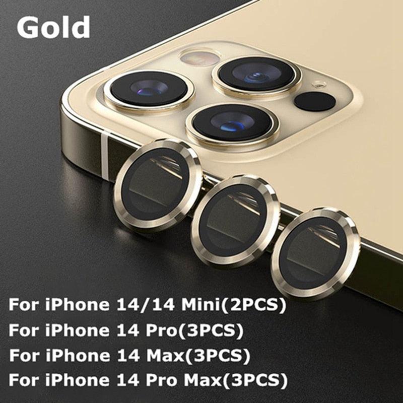 9H Tempered Glass Camera Cover Screen Protector Metal Ring Decoration Accessories For iPhone 14 13 Pro Max Metal Camera Lens Ring Glass Camera Lens Protectors for iPhone 14 13mini 13pro 14plus 14pro Camera Film by Stevvex
