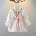 Baby Girl Dresses Spring/Fall Bow-Tie Plaid Long-Sleeve Girls' Dress Adorable Princess Baby Dress Baby Girl Clothes