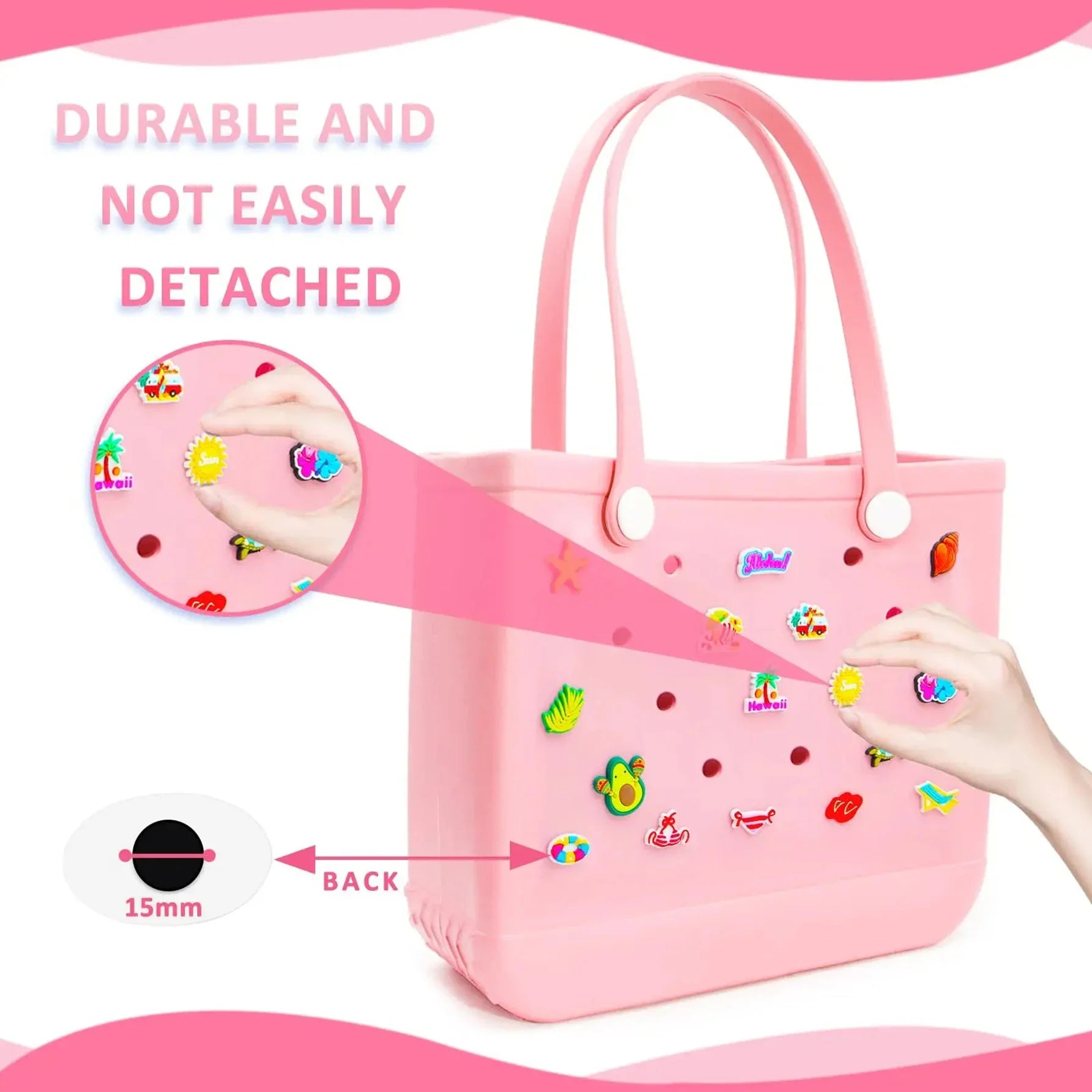 18pcs Lovely Bags Accessories Rubber Summer Decoration Women Beach Bag Tote Handbag Random Pairing Decorative Buckles Inser