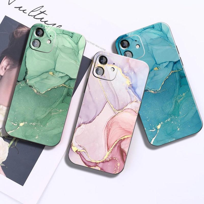 Luxury Marble Texture Phone Case For iPhone X XR XS 7 8 6S 6 5 Plus Silicone Anti Fall Back Cover Ultra Thin Soft Silicone Protective Shockproof and Scratch Resistant with Cute Design Pattern Case by Stevvex