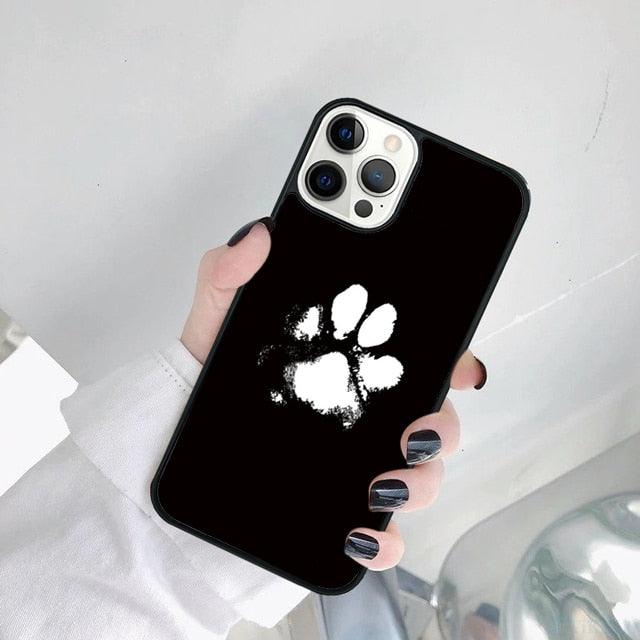 Dog Foot Print Colorful Pattern Phone Case For Iphone 14 Se 2020 Xr Xs 11 12 13 Mini Pro Max 6 7 8 Plus Ultra Designer Printed Hard Back Case by Stevvex