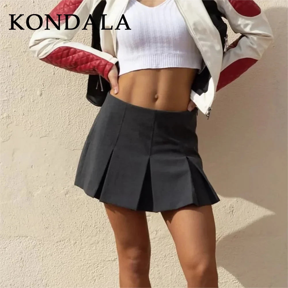KONDALA 2026 Spring Summer Women Casual Tierred Mini Skirts Fashion Vintage Valentine‘s Day Ruffles Pleated Sexy Shorts Skirts