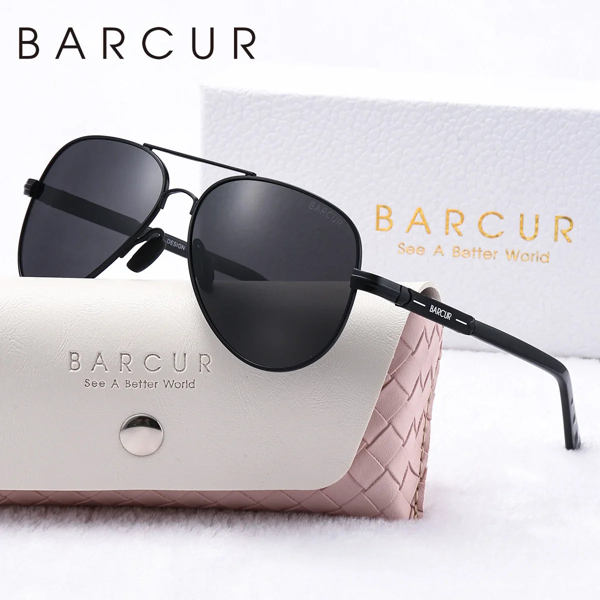 BARCUR Oversize Polarized Sunglasses for Women Trendy Double Beam Design Metal Elliptical Frame with UV400 Protection Fashionable Sun Glasses for Summer Outdoor & Daily Wear