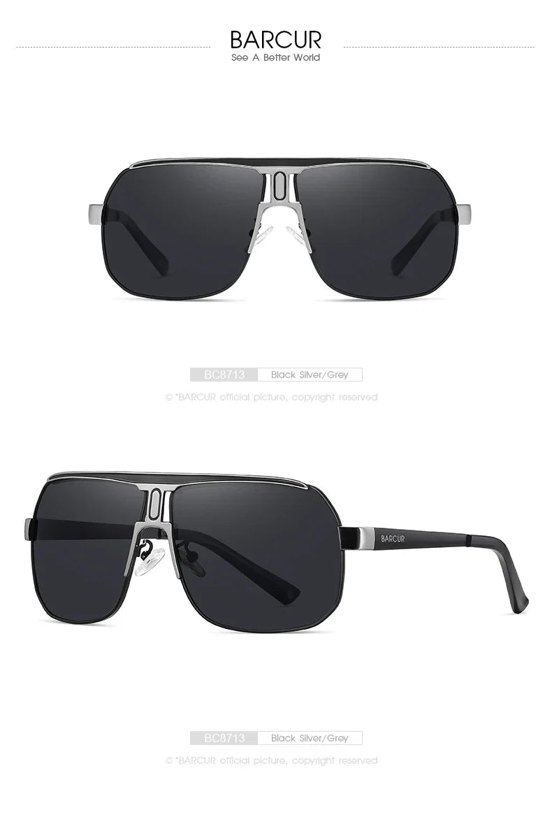 BARCUR Polarized Sunglasses for Men – Trendy UV400 Gradient Lens Oval Comfortable Frame Sports Driving Hiking Fishing Outdoor Fashion Eyewear with Durable Stainless Steel Frame – Casual Apparel Accessory Gift for Him