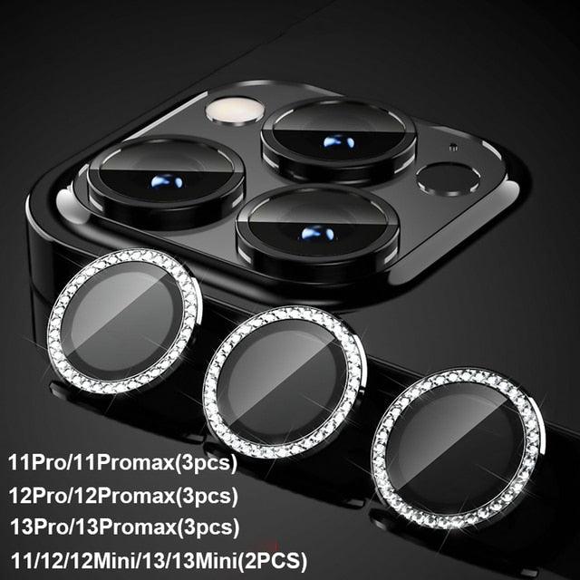 Diamond Camera Case For iPhone 14 13 Pro Max 12 Pro Max Camera Lens Protector Cover For iPhone11 Pro 12Pro Tempered Glass HD Clear Tempered Glass Camera Protector by Stevvex