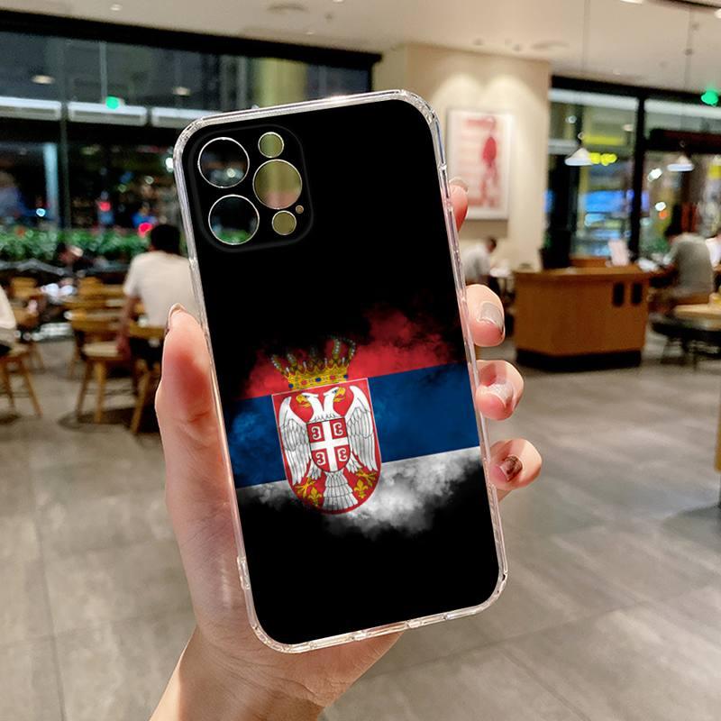 Flag of Serbia Serbian Phone Case Transparent For iphone 13 12 11 14 Pro Max Mini X XR XS 7 8 plus 13 14 Pro max phone Covers Flag Silicone Case For iphone by Stevvex