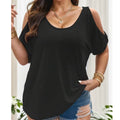 Pullover loose casual strapless solid color women's t-shirt