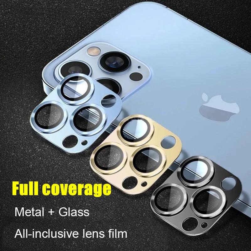 Camera Lens Protector on For iPhone 14 13 12 Pro Max 13Mini Tempered Glass For iPhone 11 13 14 Pro 14Plus Metal Camera Protector Camera Film Protective Lens Case by Stevvex