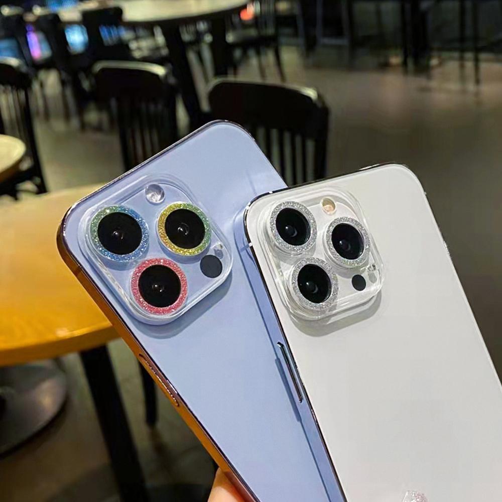 Glitter Camera Lens Protector For iPhone 14 Pro Max Tempered Glass iPhone 11 12 13 Pro Max 14 Plus 13 Mini Lens Protector Tempered Glass Camera Cover Anti Scratch Shockproof Screen Protector Individual Ring by Stevvex