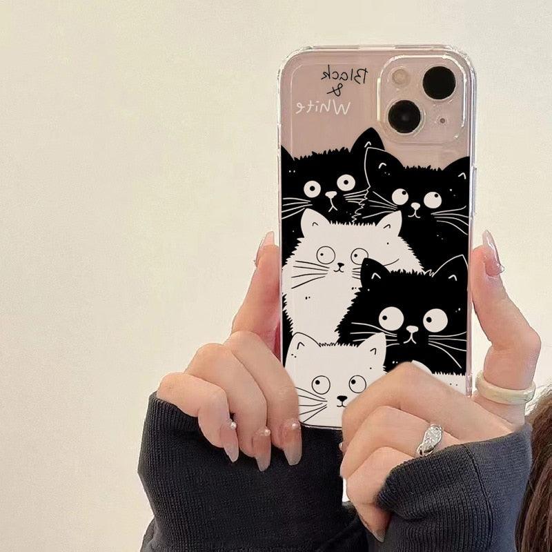 Cute Cat Transparent Phone Case For Iphone 11 12 13 Pro Max Case X Xs Max Xr Phone Case 7plus 8plus Case Cute Clear Protective Phone Cases by Stevvex
