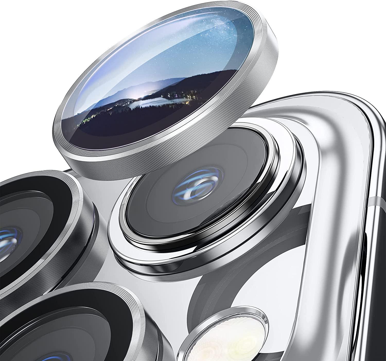 Camera Lens Protector for iPhone 14 Pro Max Plus 13 12 Mini 14Pro iPhone14 13Pro 14Plus 12Pro Glass Protection Protective Film Metallic Camera Ring Lens Protector with Glass Cover by Stevvex