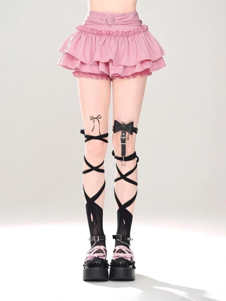 Puffy Cake Skirts Women Ruffles Chic Popular Sweet Spicy Girls Gothic All-match Korean Fashion Streetwear Summer  Y2k