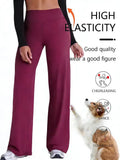 Soft Sports Straight Leg Pants Womens Mid Waist Yoga Trouser Fitness Workout Leggings Naked Feeling Pilates Running Sweatpants