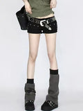 American Retro Sexy Hot Girls Y2k Denim Shorts for Women Low Waist Rivets Solid Streetwear Summer All-match Trendy Tight Fit Ins