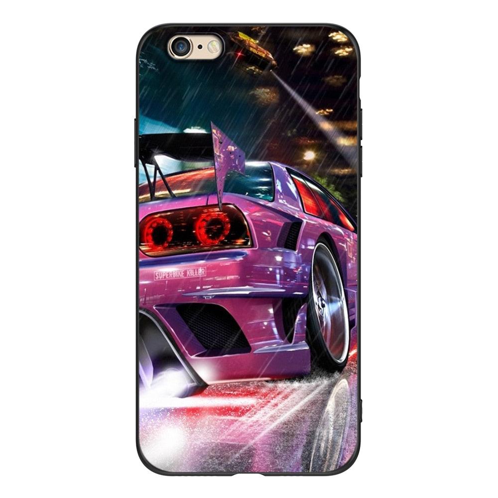 Cute Cover Soft Silicone Print Cars Print Phone Case For Iphone 5s 5 S Se 2016 4.0" Case Phone Cover On Iphone 6s 6 S Plus Funda Bumper Black Case Sport Race Car by Stevvex