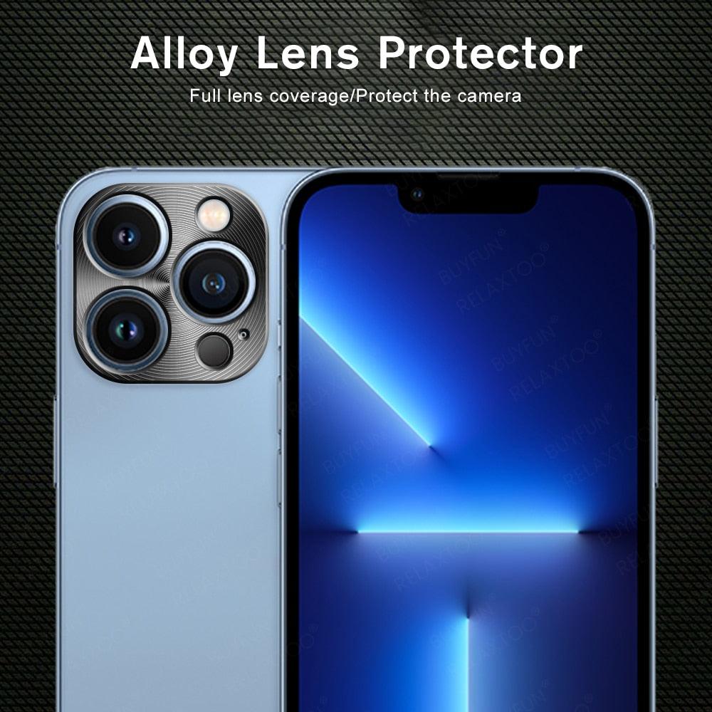 Alloy Camera Protector For Iphone 13 12 14 11 Pro Max Mini Plus Protective Full Cover Ring Textured Phone Lens Film Iphone14 Aluminum Alloy Camera Protector For Iphone by Stevvex