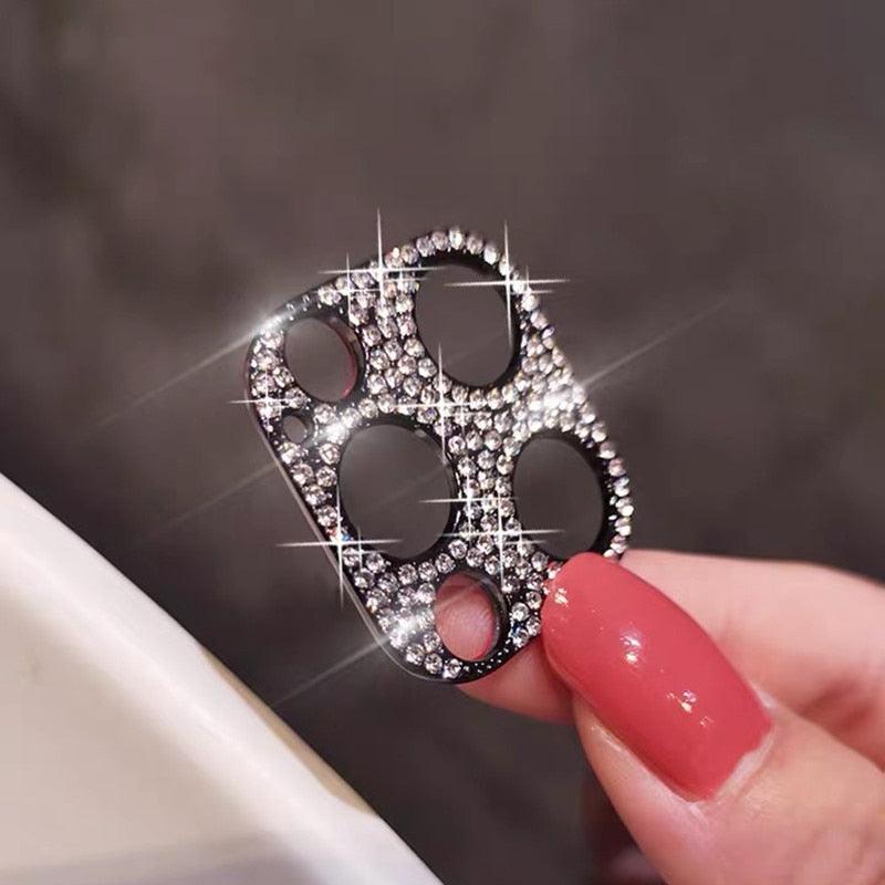 Camera Lens Metal Protector For iPhone 14 13 12 11 Pro Max Hollow Glitter Rhinestones Camera Protector For iPhone 12 13 Mini 14 Diamond Camera Lens Protection Decorations Lens Protector Cover for iPhone by Stevvex