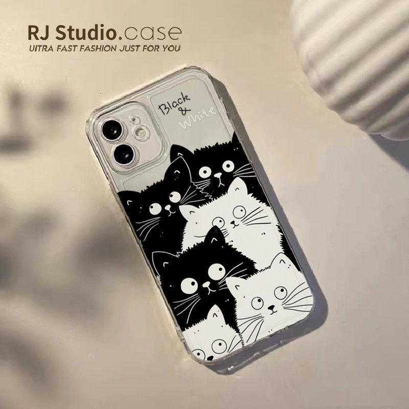 Cute Cat Transparent Phone Case For Iphone 11 12 13 Pro Max Case X Xs Max Xr Phone Case 7plus 8plus Case Cute Clear Protective Phone Cases by Stevvex