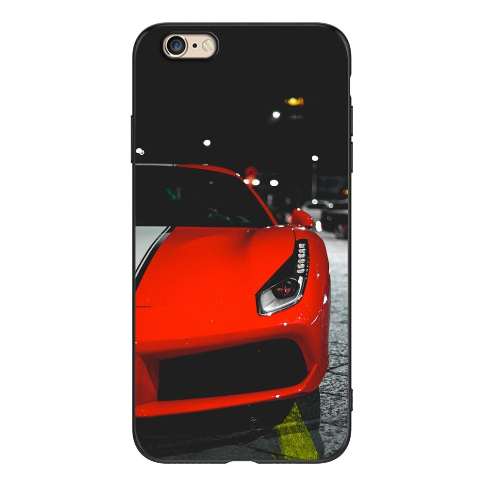 Cute Cover Soft Silicone Print Cars Print Phone Case For Iphone 5s 5 S Se 2016 4.0" Case Phone Cover On Iphone 6s 6 S Plus Funda Bumper Black Case Sport Race Car by Stevvex