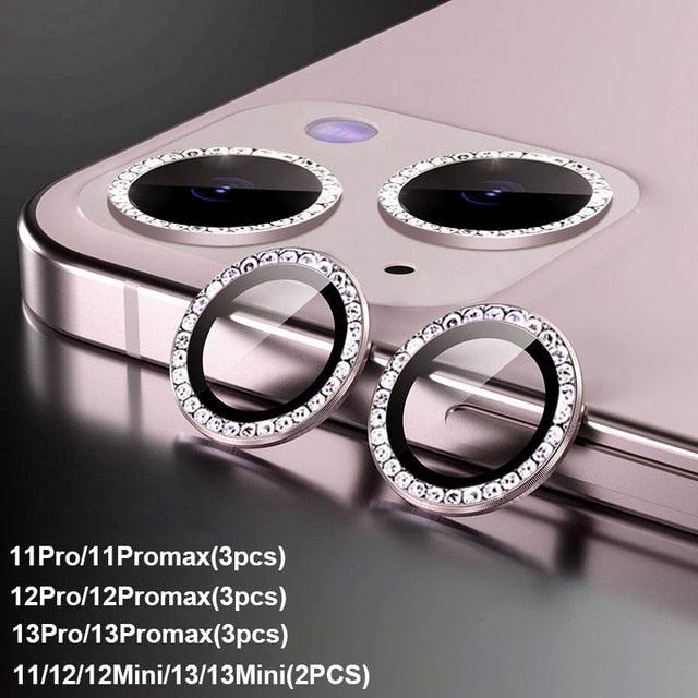 Diamond Camera Case For iPhone 14 13 Pro Max 12 Pro Max Camera Lens Protector Cover For iPhone11 Pro 12Pro Tempered Glass HD Clear Tempered Glass Camera Protector by Stevvex