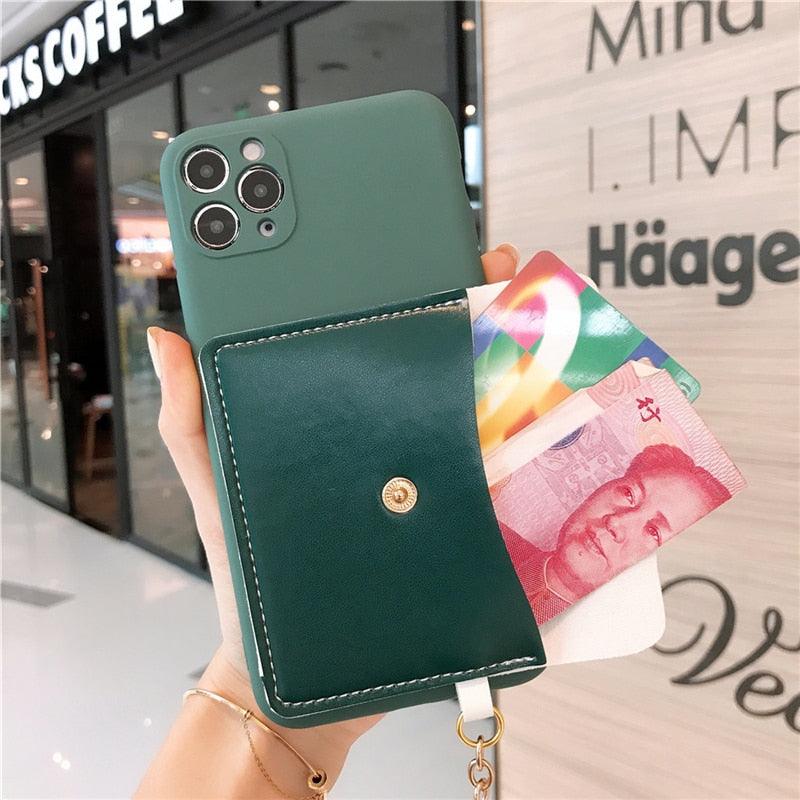 Luxury Wallet Phone Case For iPhone 13 Pro Max 11 12 Pro Max X XR XS 7 8 Plus 13 Mini Soft Silicone Handbag Card Phone Case Wallet Compatible iPhone Bag Cover by Stevvex