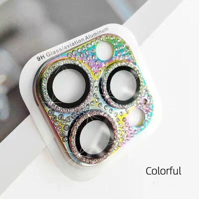 Camera Protector For iPhone 14Pro 14 13 12 Pro 11 Max Bling Glitter Diamond Metal Lens Glass Film 13Pro 14Plus 14 14ProMax Ring Shiny Diamond Metal Cover Glass Lens Protector Accessories by Stevvex