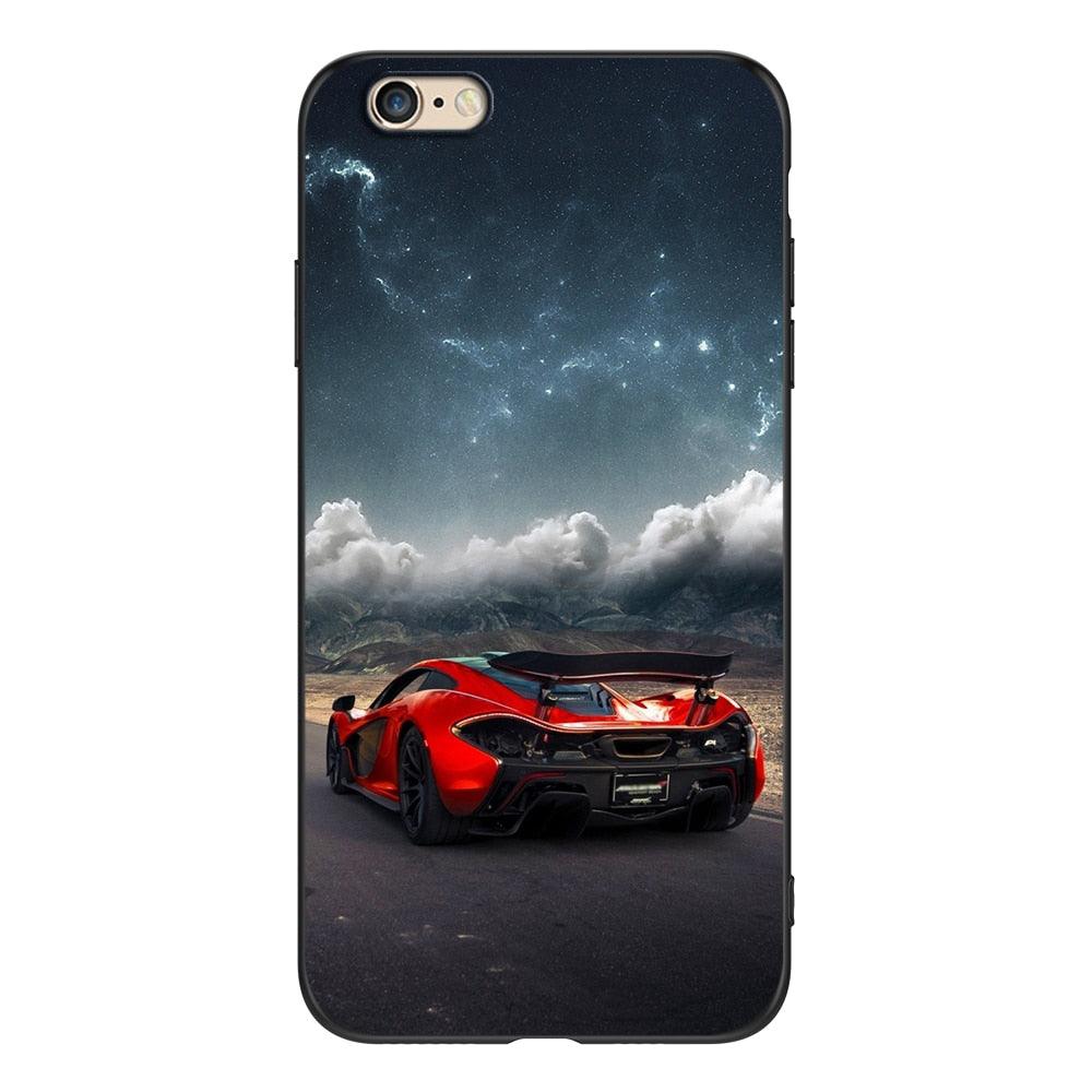 Cute Cover Soft Silicone Print Cars Print Phone Case For Iphone 5s 5 S Se 2016 4.0" Case Phone Cover On Iphone 6s 6 S Plus Funda Bumper Black Case Sport Race Car by Stevvex