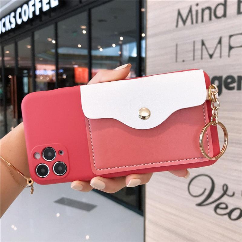 Luxury Wallet Phone Case For iPhone 13 Pro Max 11 12 Pro Max X XR XS 7 8 Plus 13 Mini Soft Silicone Handbag Card Phone Case Wallet Compatible iPhone Bag Cover by Stevvex