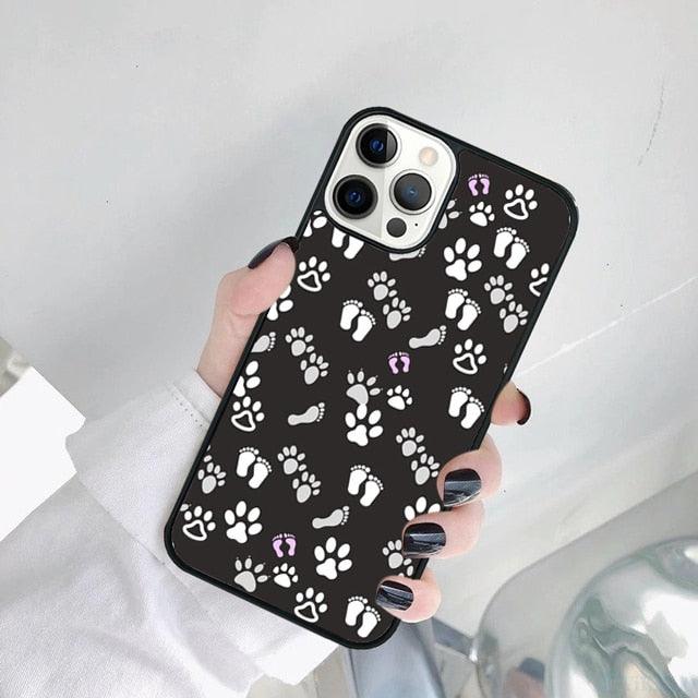 Dog Foot Print Colorful Pattern Phone Case For Iphone 14 Se 2020 Xr Xs 11 12 13 Mini Pro Max 6 7 8 Plus Ultra Designer Printed Hard Back Case by Stevvex