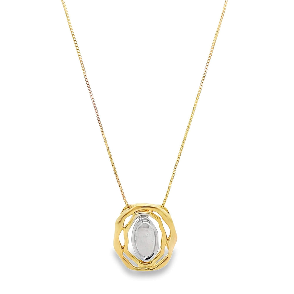 Two Tone Wavy Round Charm Jewelry Set (G229A)