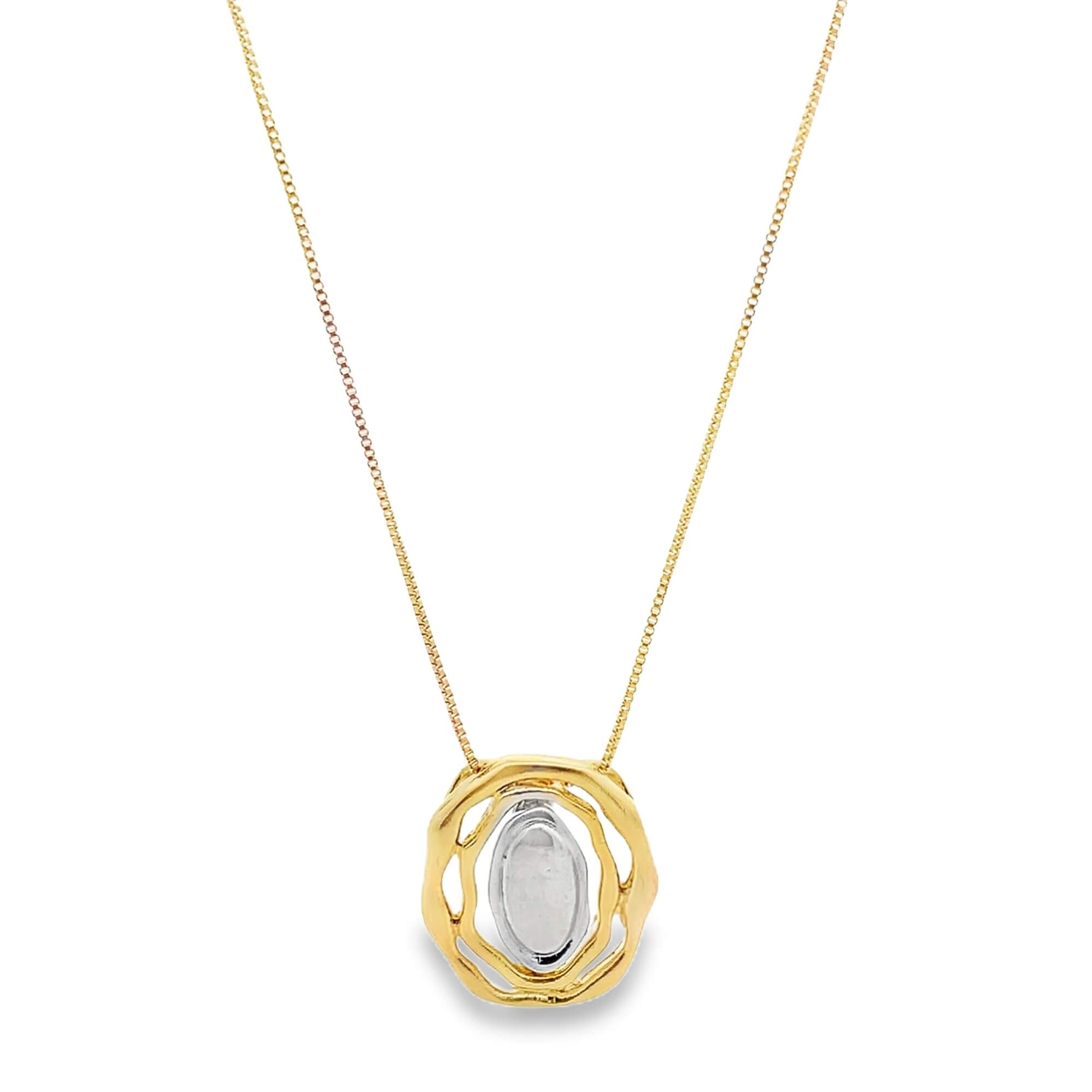 Two Tone Wavy Round Charm Jewelry Set (G229A)