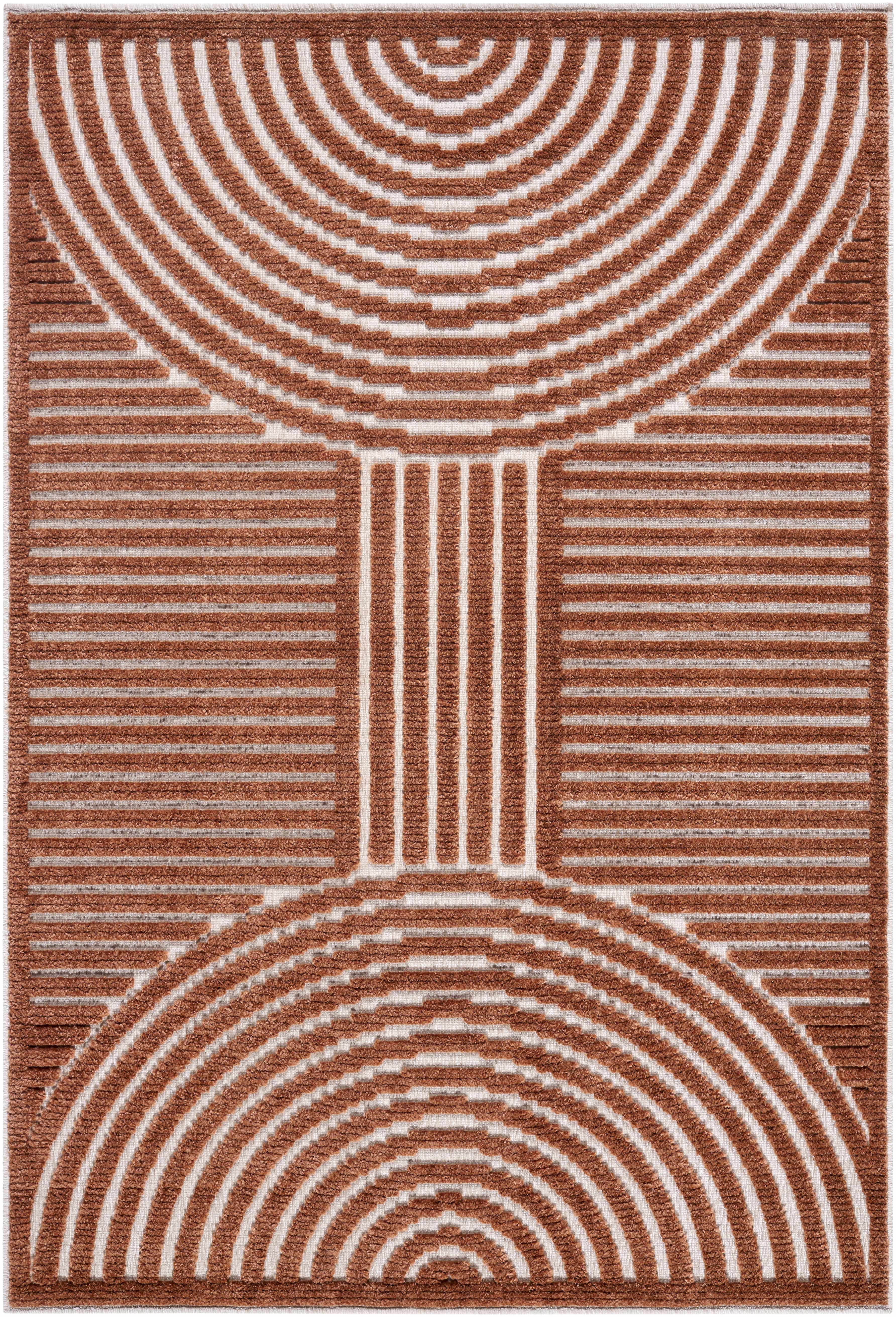 Deron Brown Area Rug - Machine Washable Contemporary Style